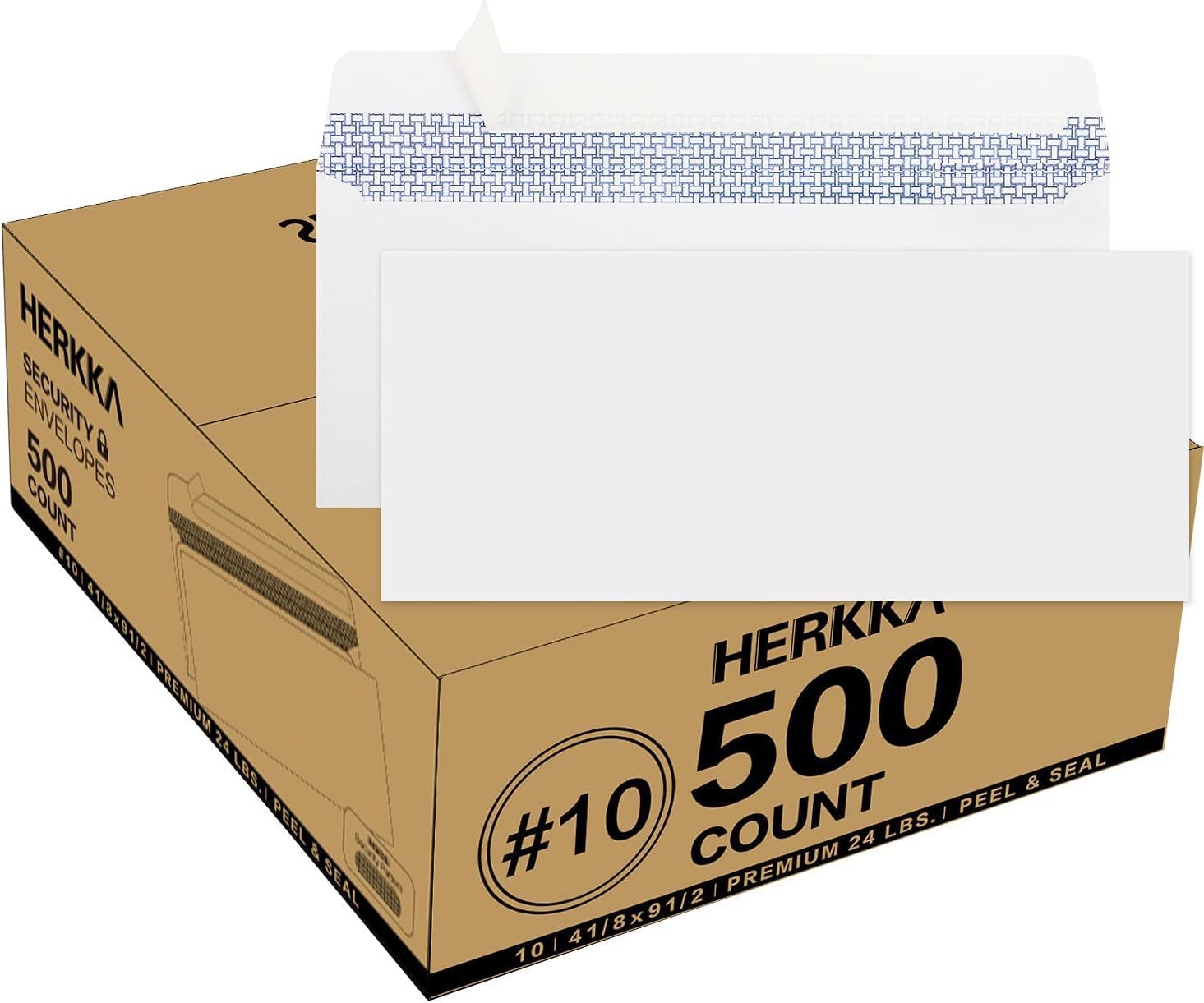 HERKKA front pack view showing printer-friendly white envelopes and quantity benefit