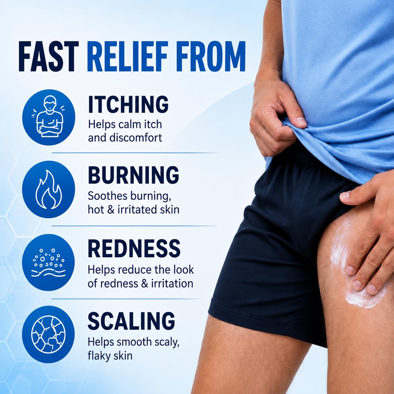 Hermon applying cream to foot demonstrating targeted athlete's foot relief