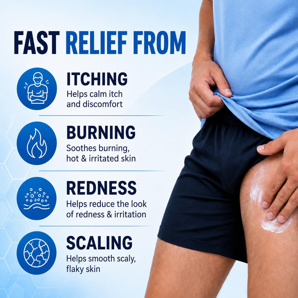 Hermon applying cream to foot demonstrating targeted athlete's foot relief