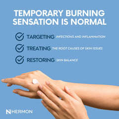 Hermon diagram applying cream to groin showing correct targeted use benefit