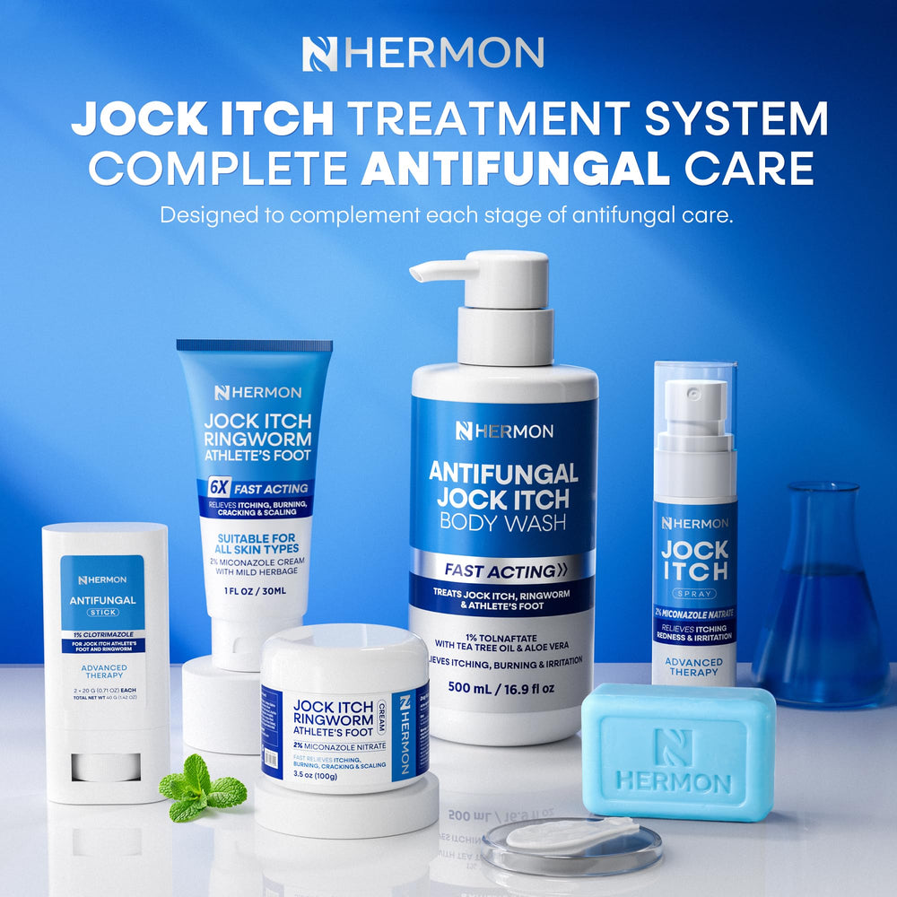 Hermon in bathroom setting showing practical everyday antifungal care