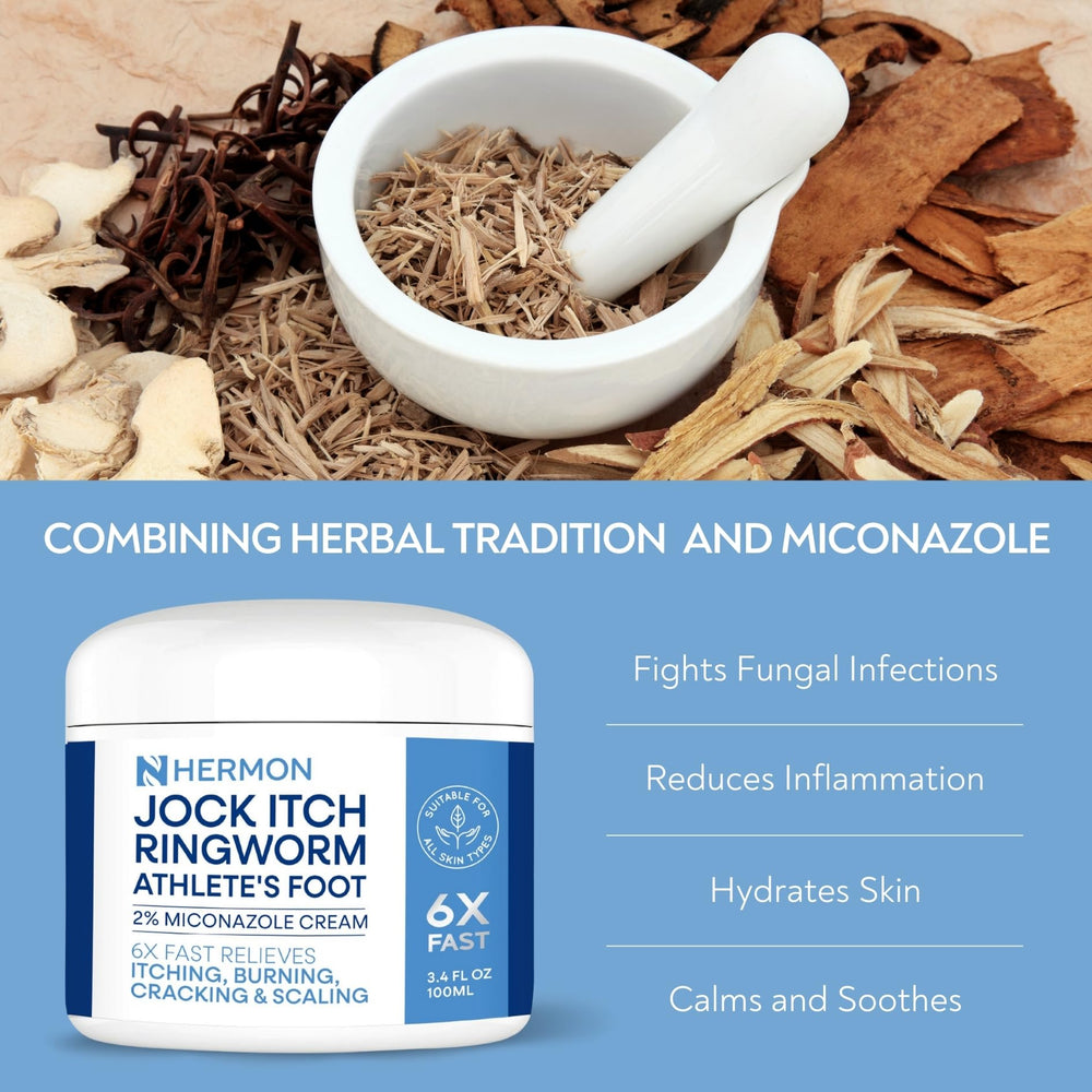 Hermon ingredient label close-up highlighting miconazole nitrate 2% active