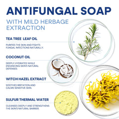 Hermon soap close-up texture highlighting tea tree oil granules and lather