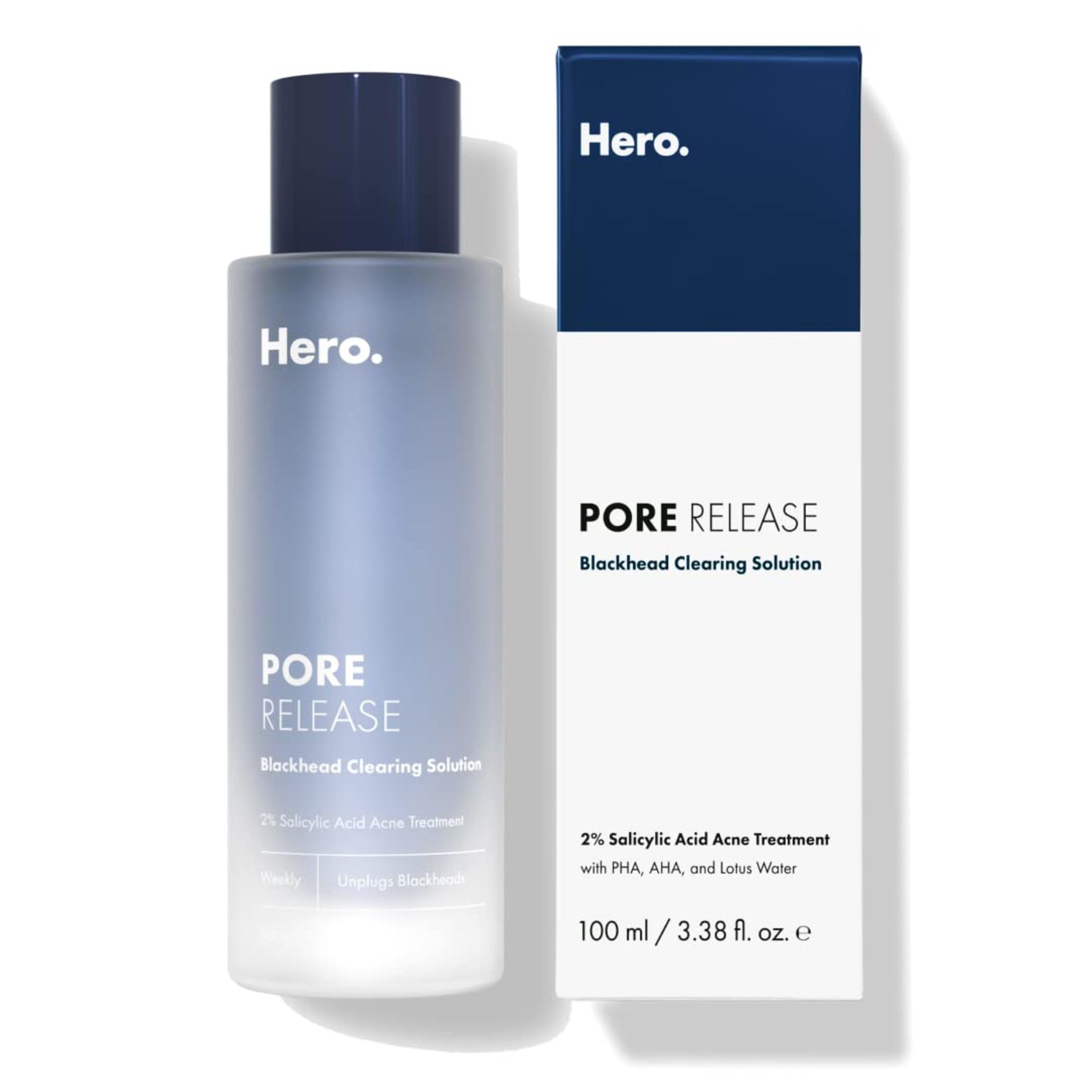 Hero Cosmetics front bottle shot showing solution and clear labeling — clear pore control