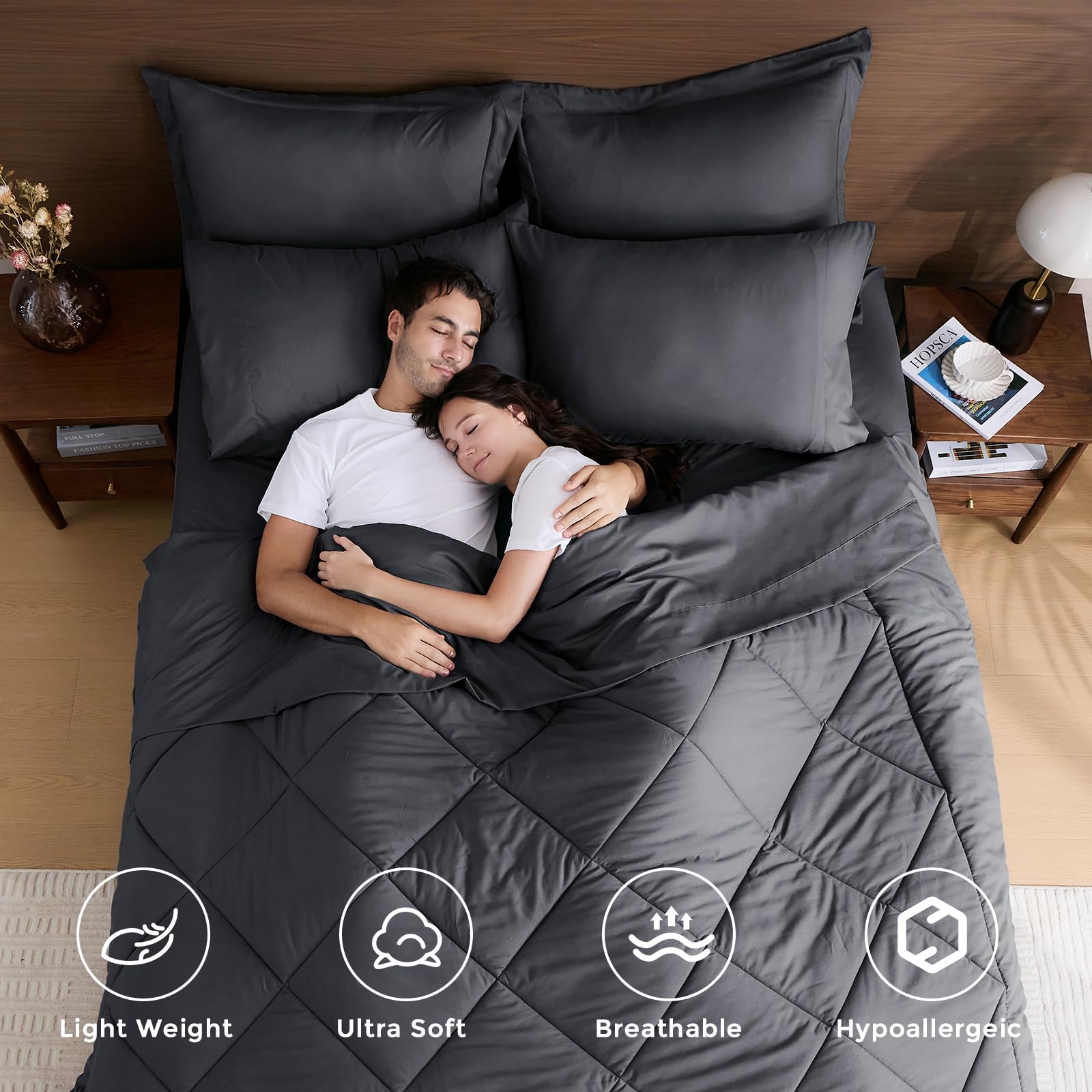 HEVUMYI close-up of brushed microfiber texture highlighting soft, cloud-like comfort