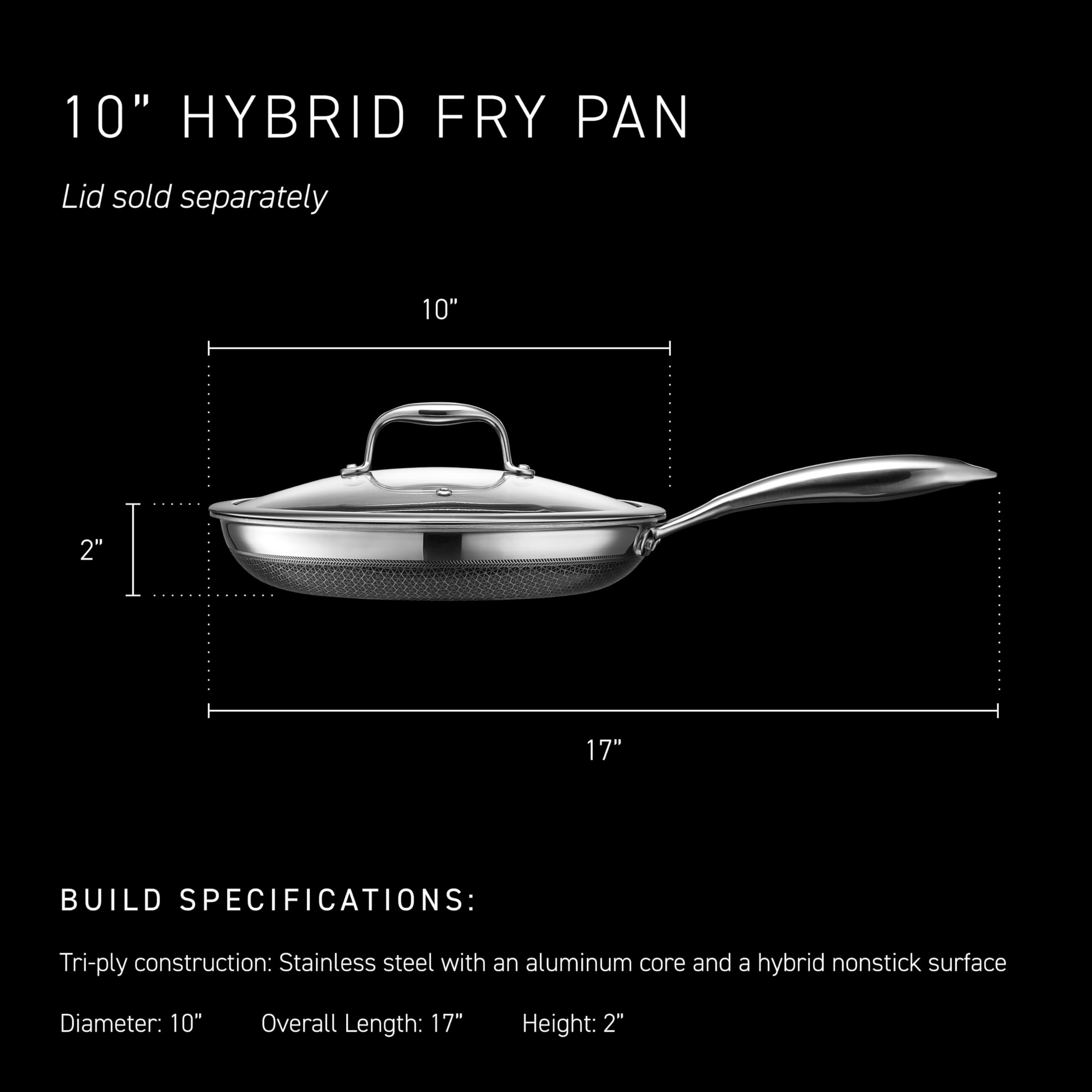 HexClad handle and side profile highlighting sturdy rivets and oven-safe construction