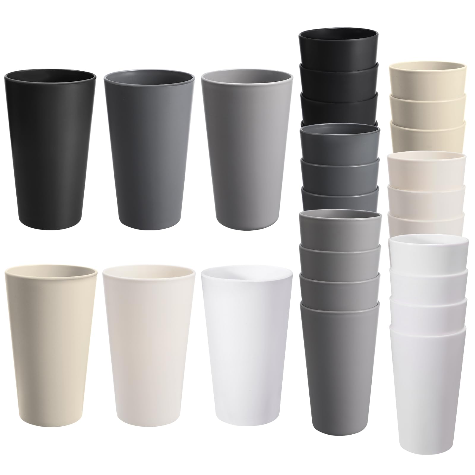 HEYCOME front view of 24 pcs cup set showing neat packaging and durable design