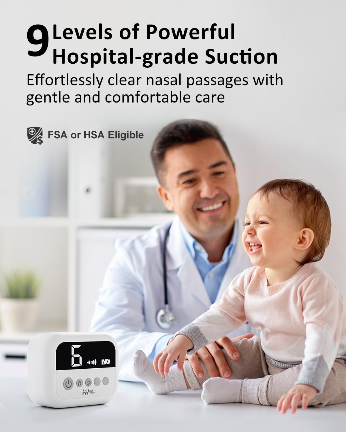 HEYVALUE three silicone tips closeup showing sizes and soft comfort for newborns