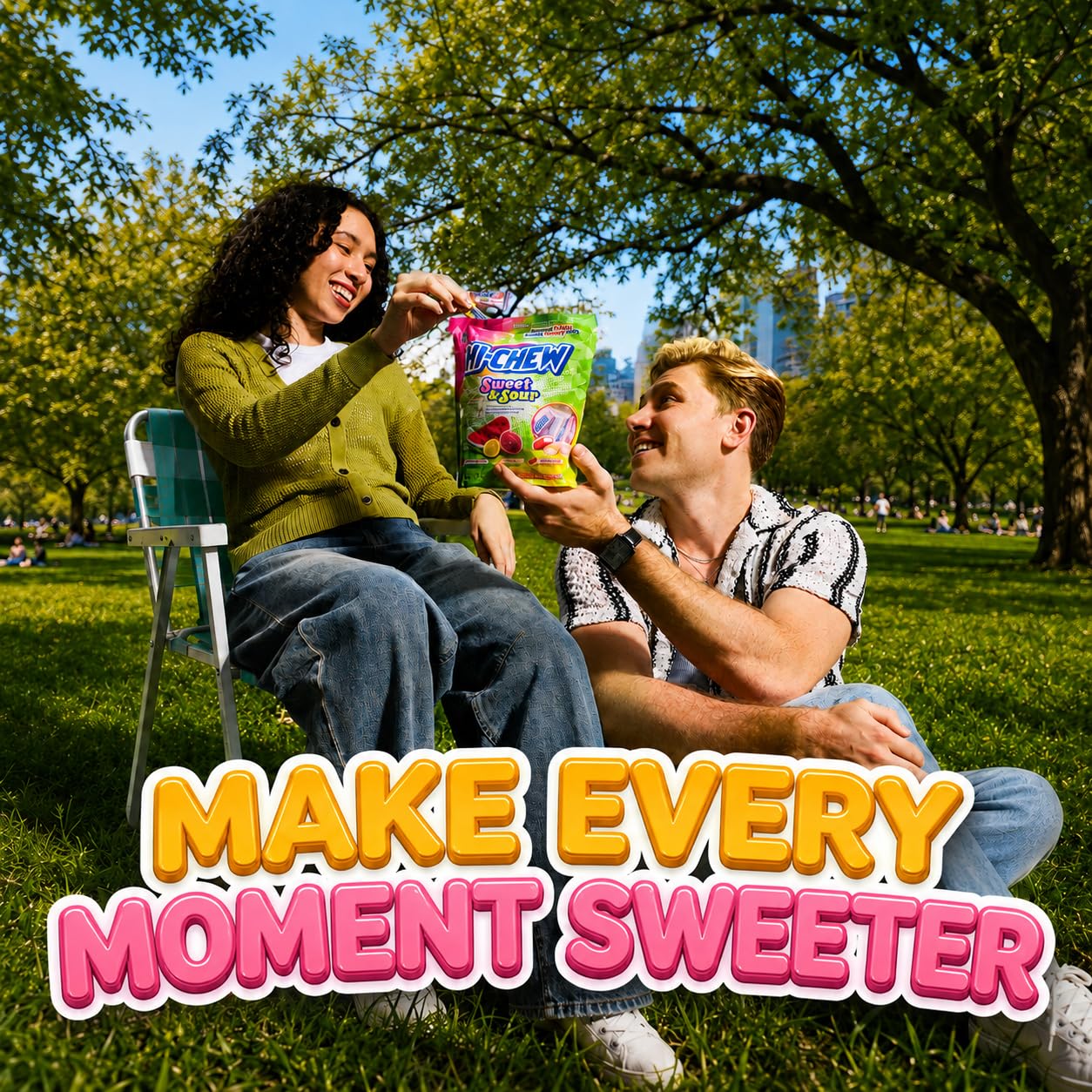 HI-CHEW label and ingredients panel showing gluten-free and sourcing details