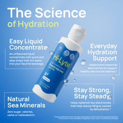 Hi-Lyte beside measuring spoon and water bottle to show 48 servings