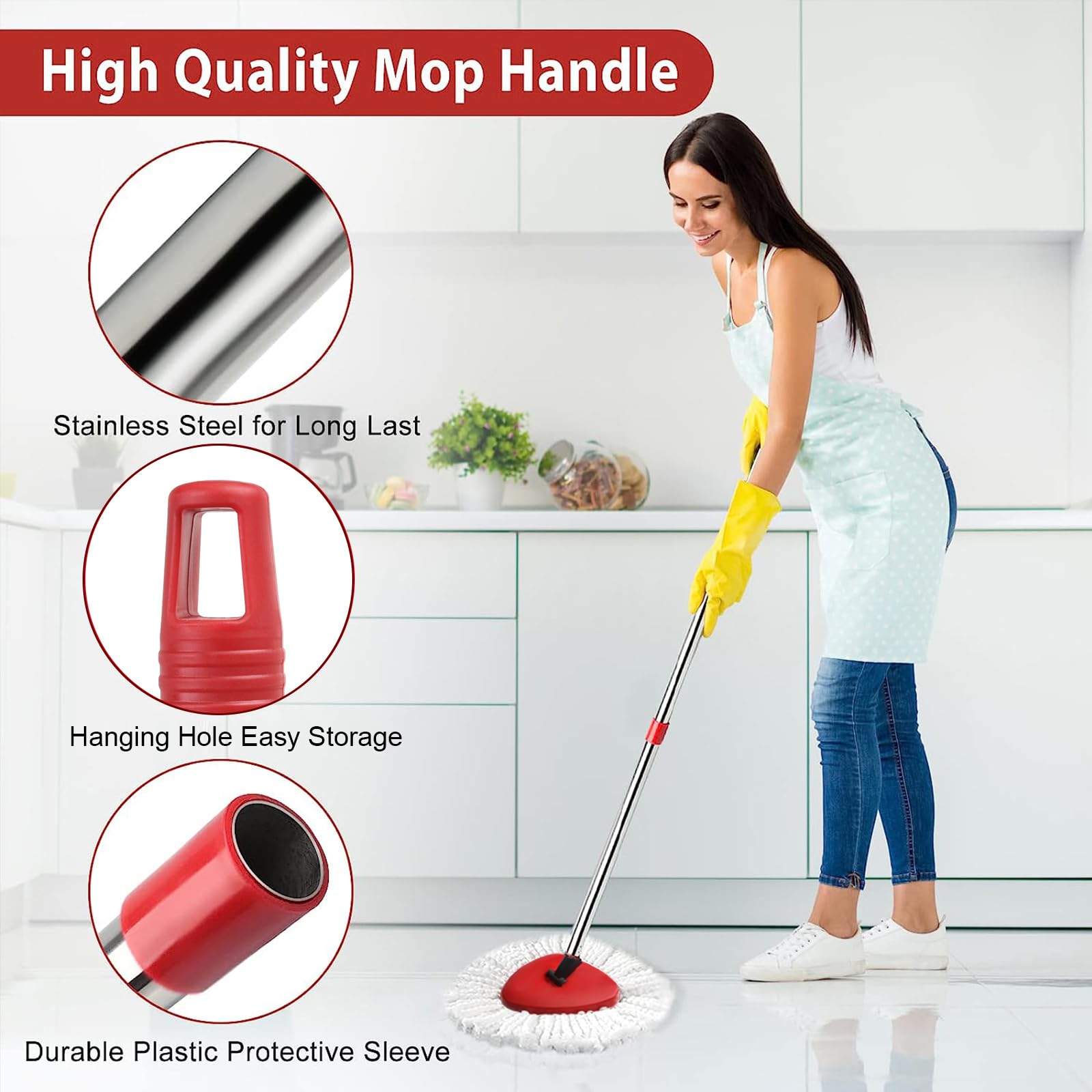 HiBaby mop head installed on bucket in use for efficient streak-free cleaning