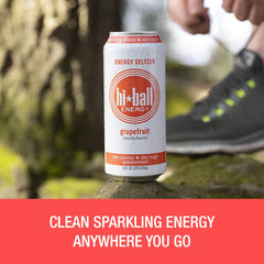 Hiball can held in hand showing 16 fl oz size and portable convenience