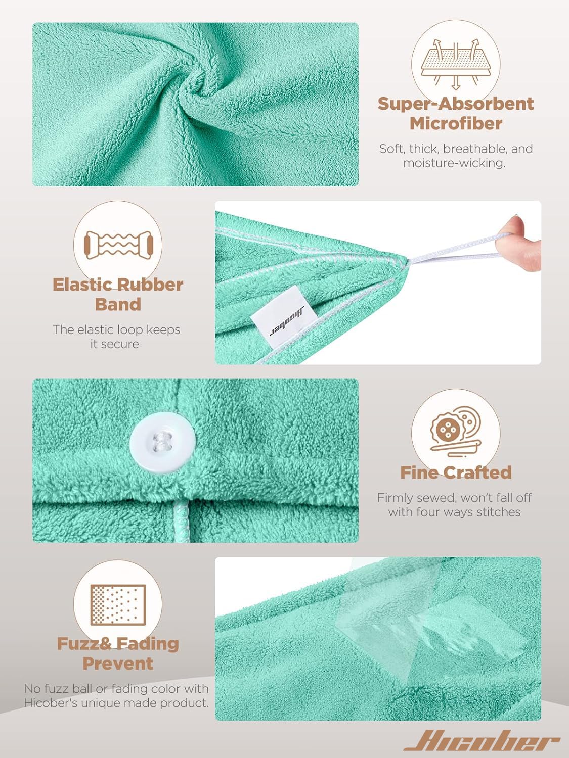 Hicober button and loop detail for secure wrap and comfortable hold