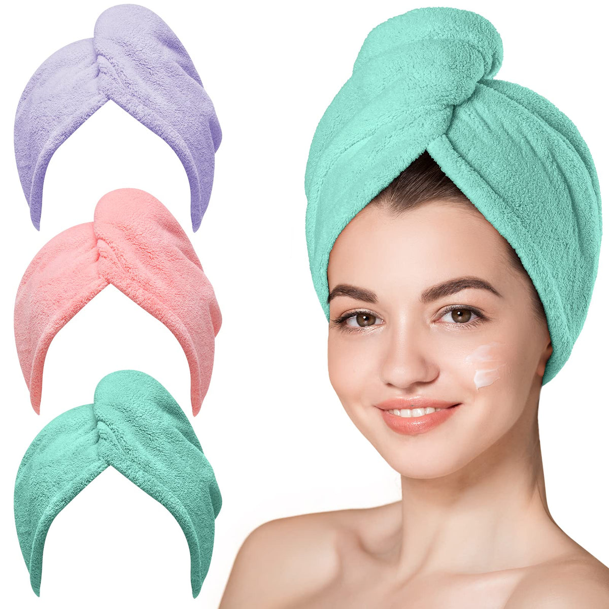 Hicober front view of three-color towel pack showing convenience and variety