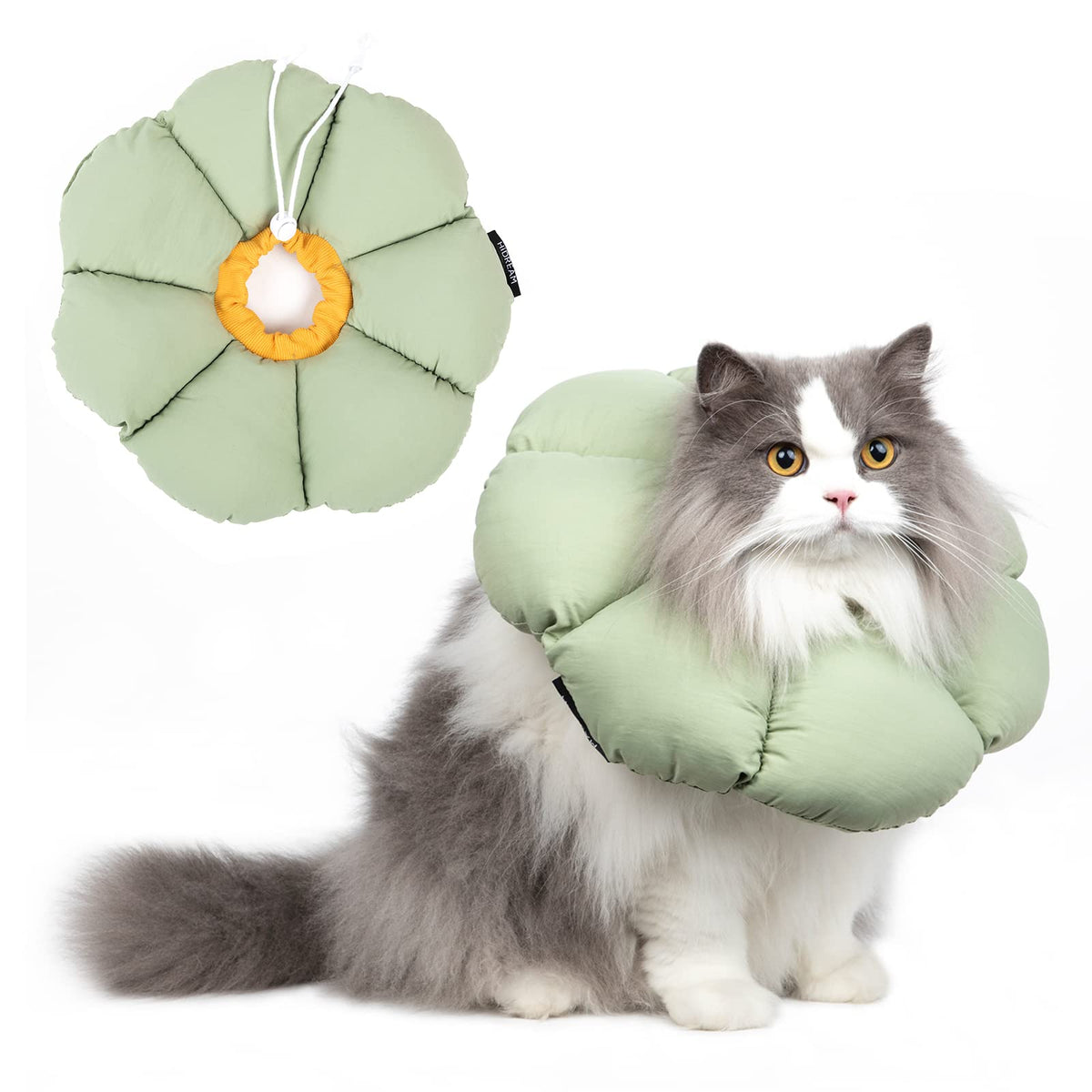 H HIDREAM front view of green flower collar showing full protective shape and comfort