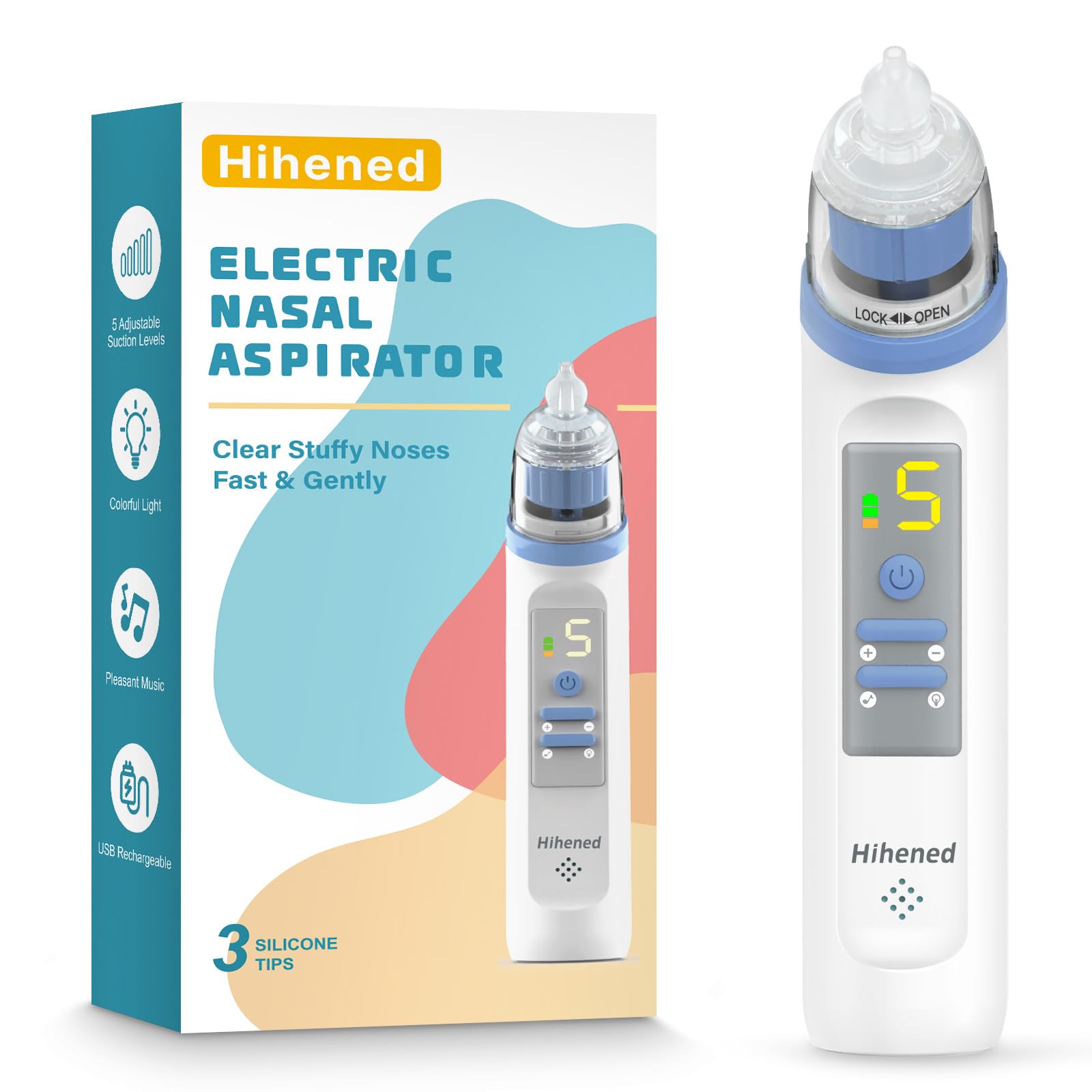 Hihened device beside sleeping baby showing clearer breathing comfort