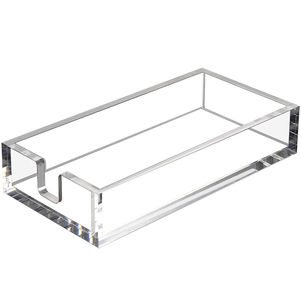 HIIMIEI front view of clear napkin holder showing tidy storage benefit