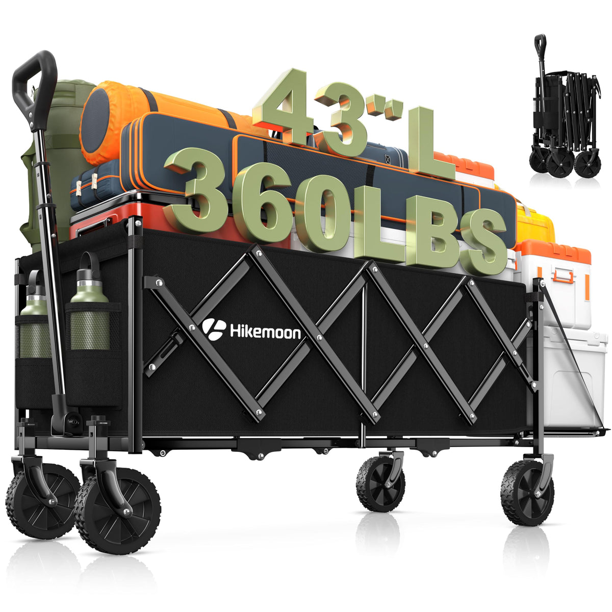 HIKEMOON wagon front view showing roomy bed and easy access