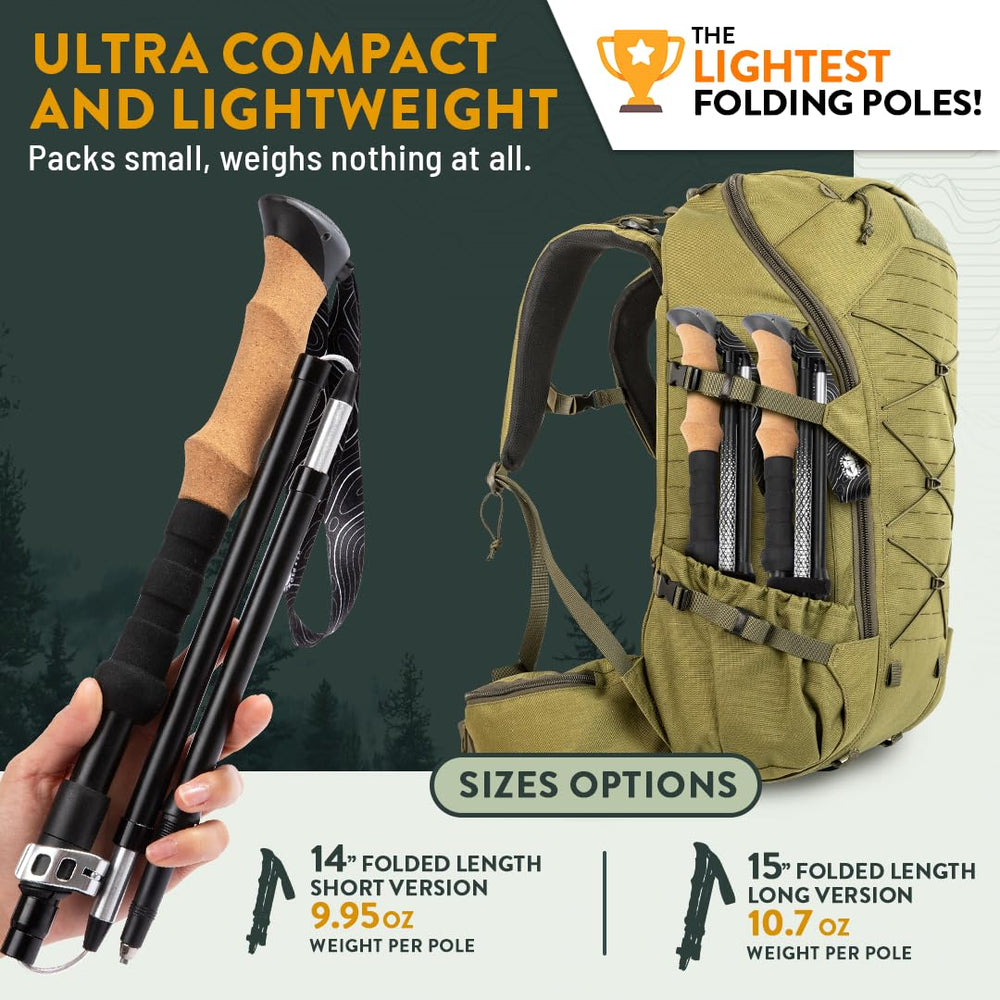 Hiker Hunger Outfitters folded compact pole at 15 inches for easy travel
