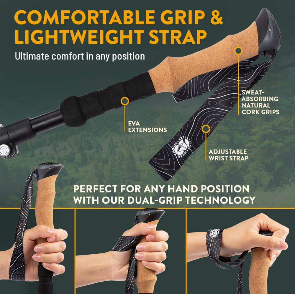 Hiker Hunger Outfitters fully extended pole on trail providing stable support