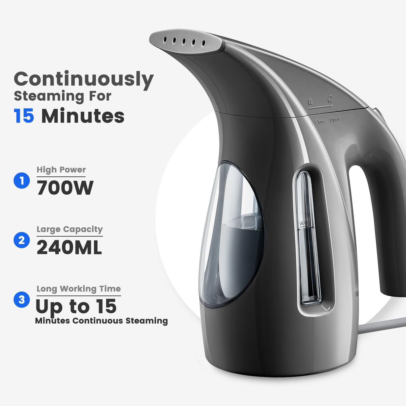 HiLIFE steam nozzle detail demonstrating strong penetrating steam performance