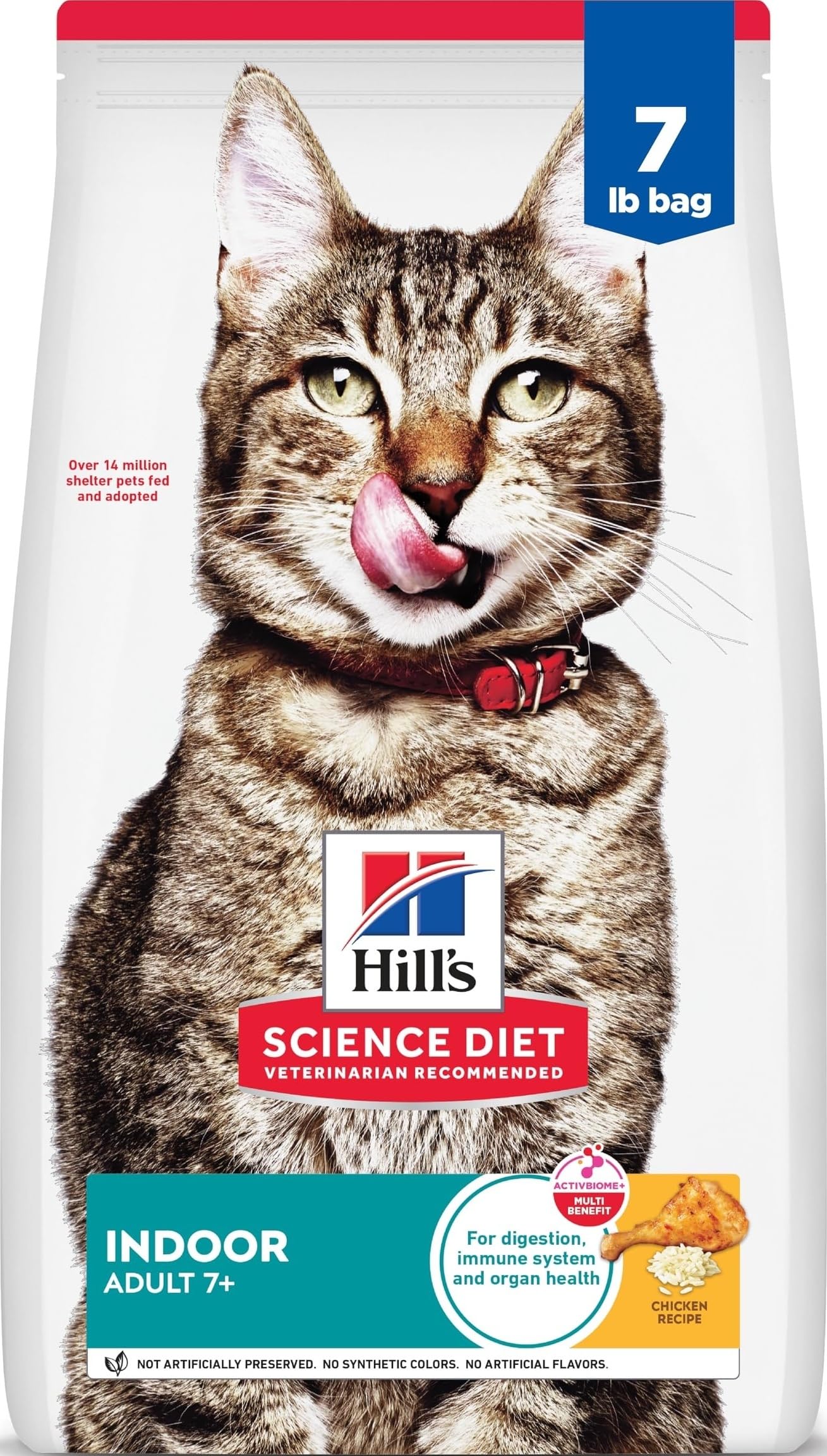 Hill's Science Diet front packaging showing senior indoor formula benefits