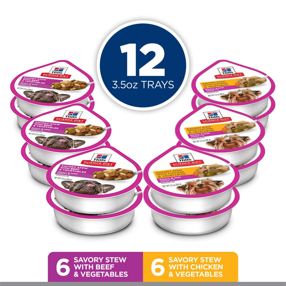Hill's Science Diet chicken and vegetables tray top view, easy serving