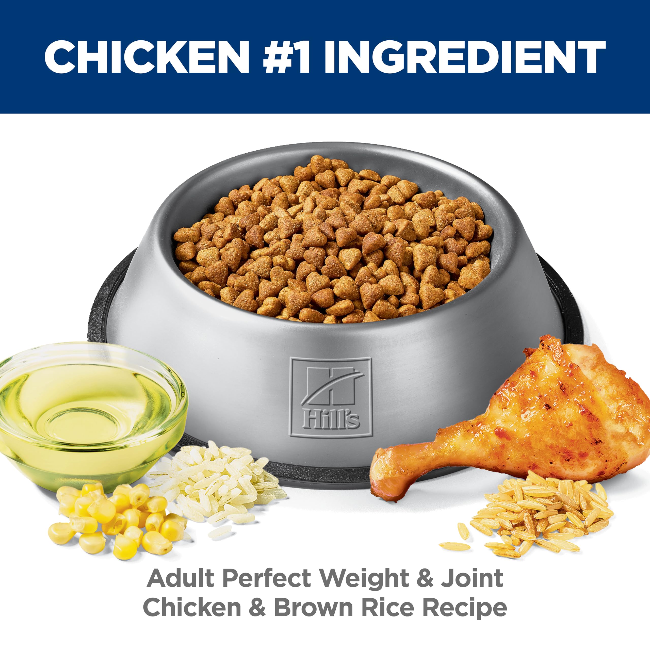 Hill's Science Diet ingredients shot of chicken and brown rice emphasizing natural ingredients