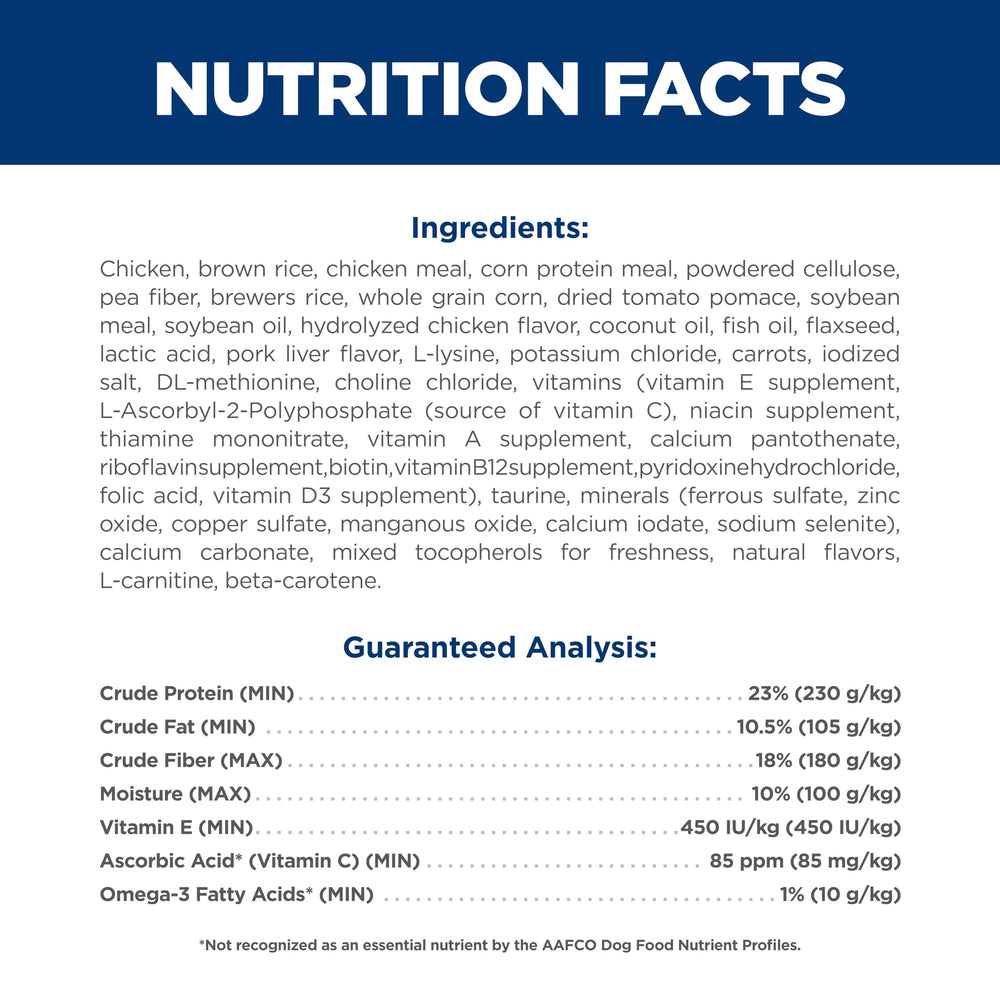 Hill's Science Diet graphic of fish oil droplet showing omega-3 joint support