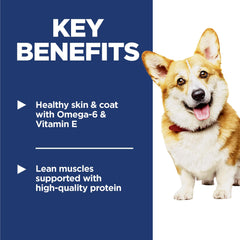 Hill's Science Diet kibble held in hand to show small size and easy pick-up