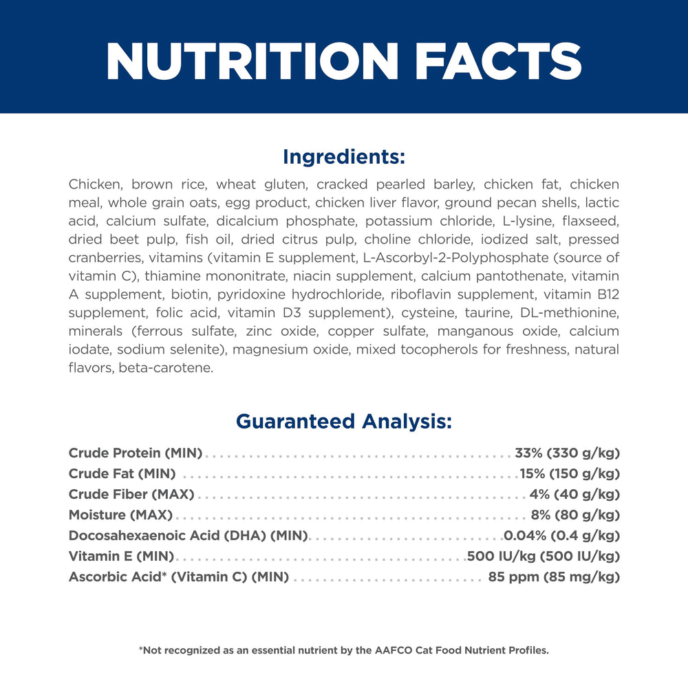 Hill's Science Diet bag nutrition panel displaying ingredient transparency
