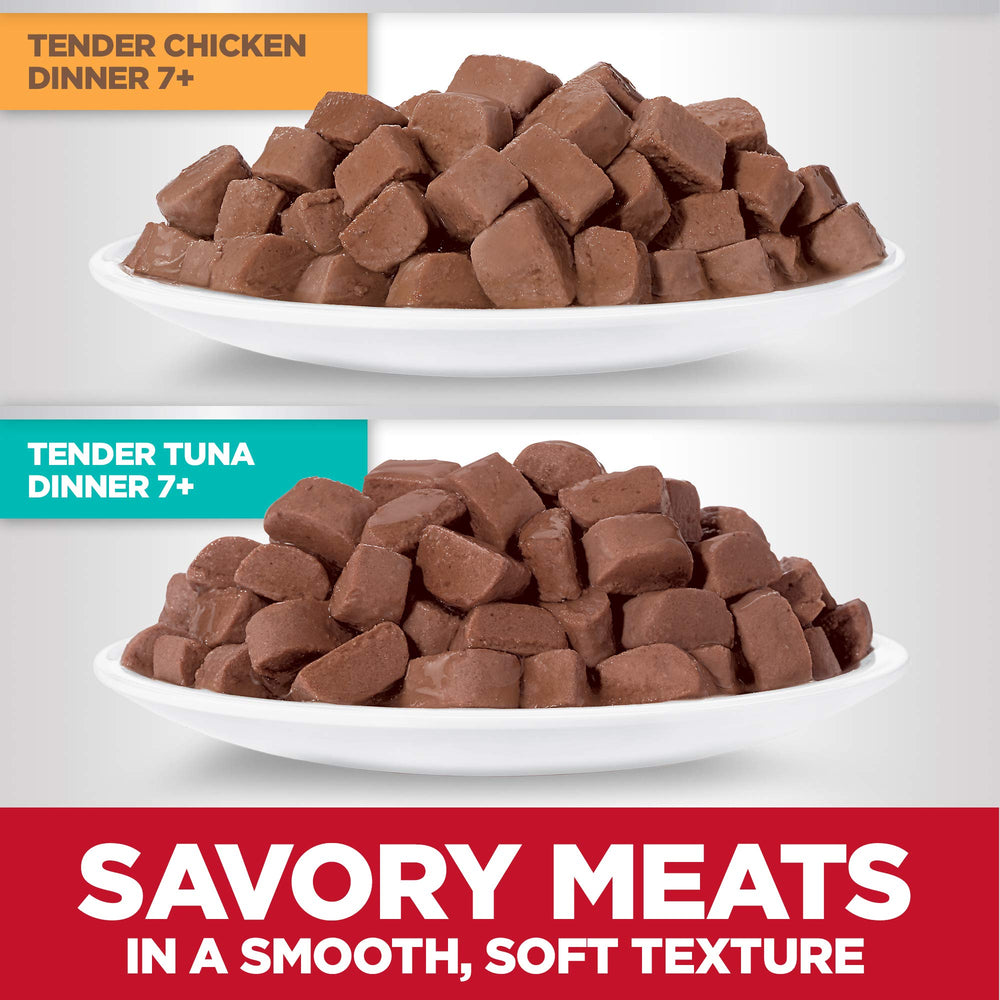 Hill's Science Diet pack beside a ruler showing pouch size and portion control