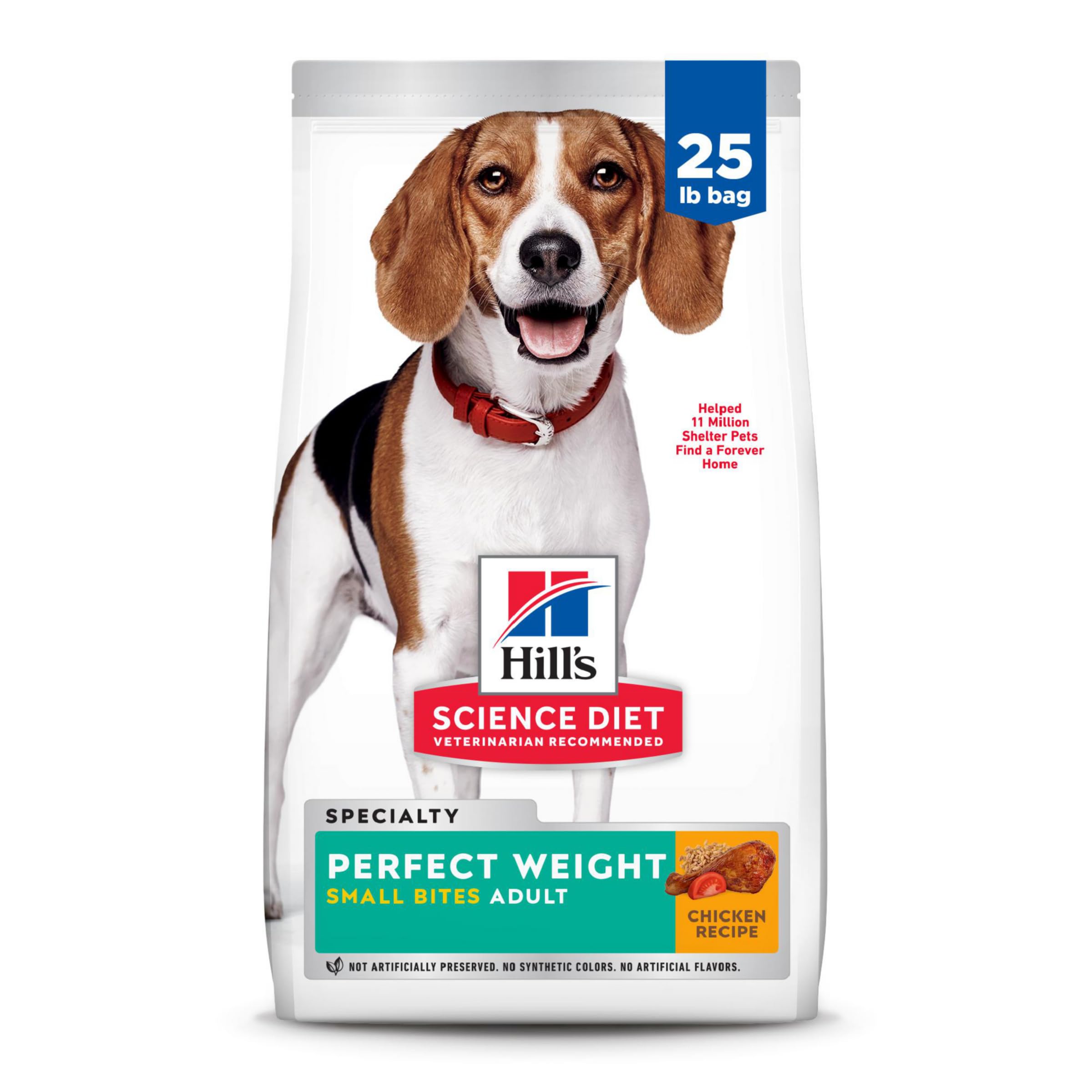 Hill's Science Diet front packaging shows product benefits and weight focus