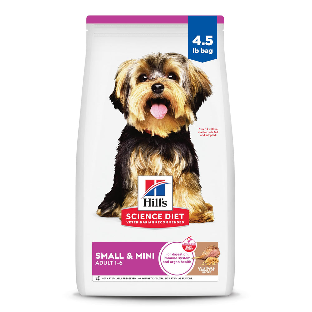 Hill's Science Diet front packaging showing small-kibble benefit