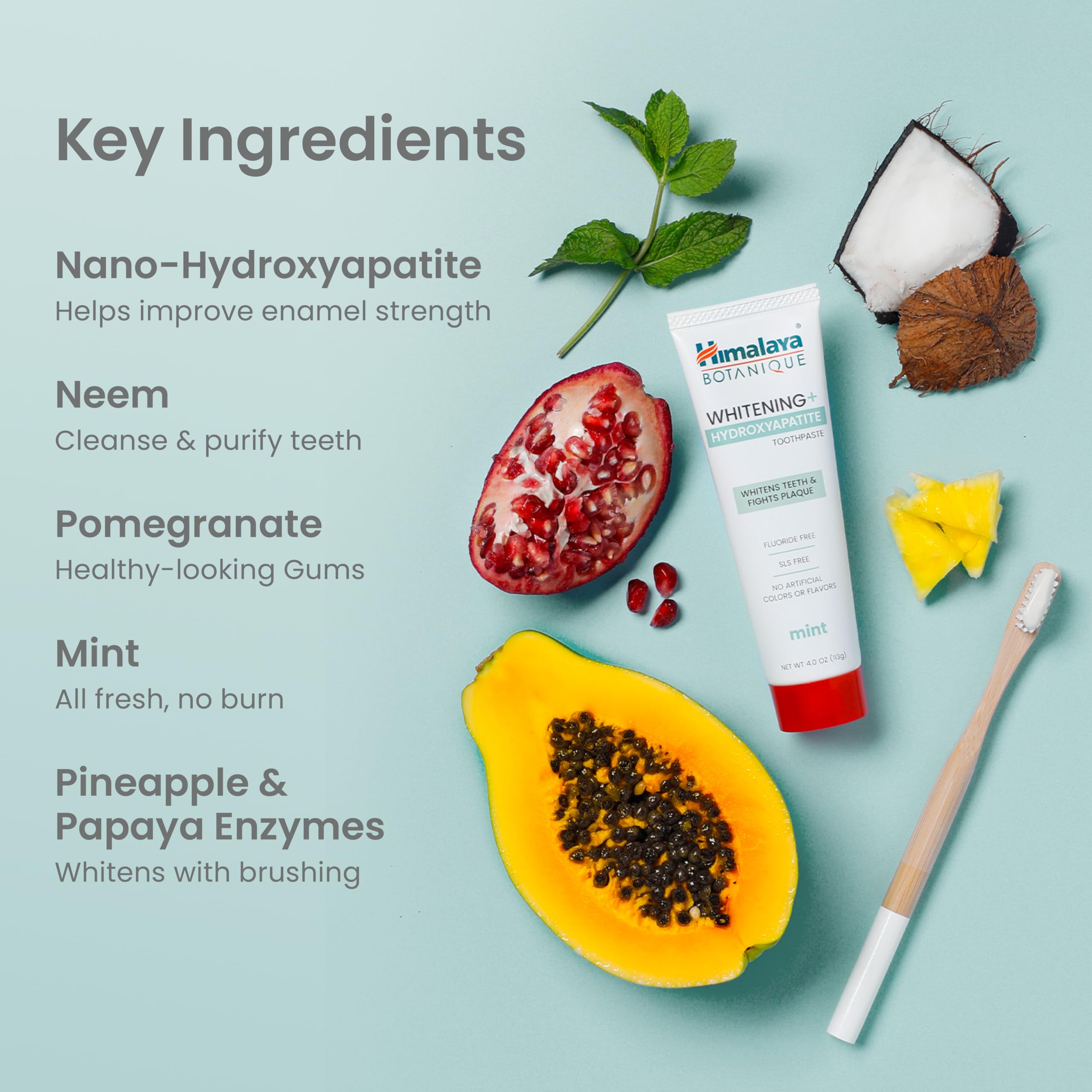 Himalaya brushing demo at sink demonstrating daily use benefit