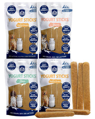 Himalayan Dog Chew front packaging showing 20 probiotic sticks and benefits
