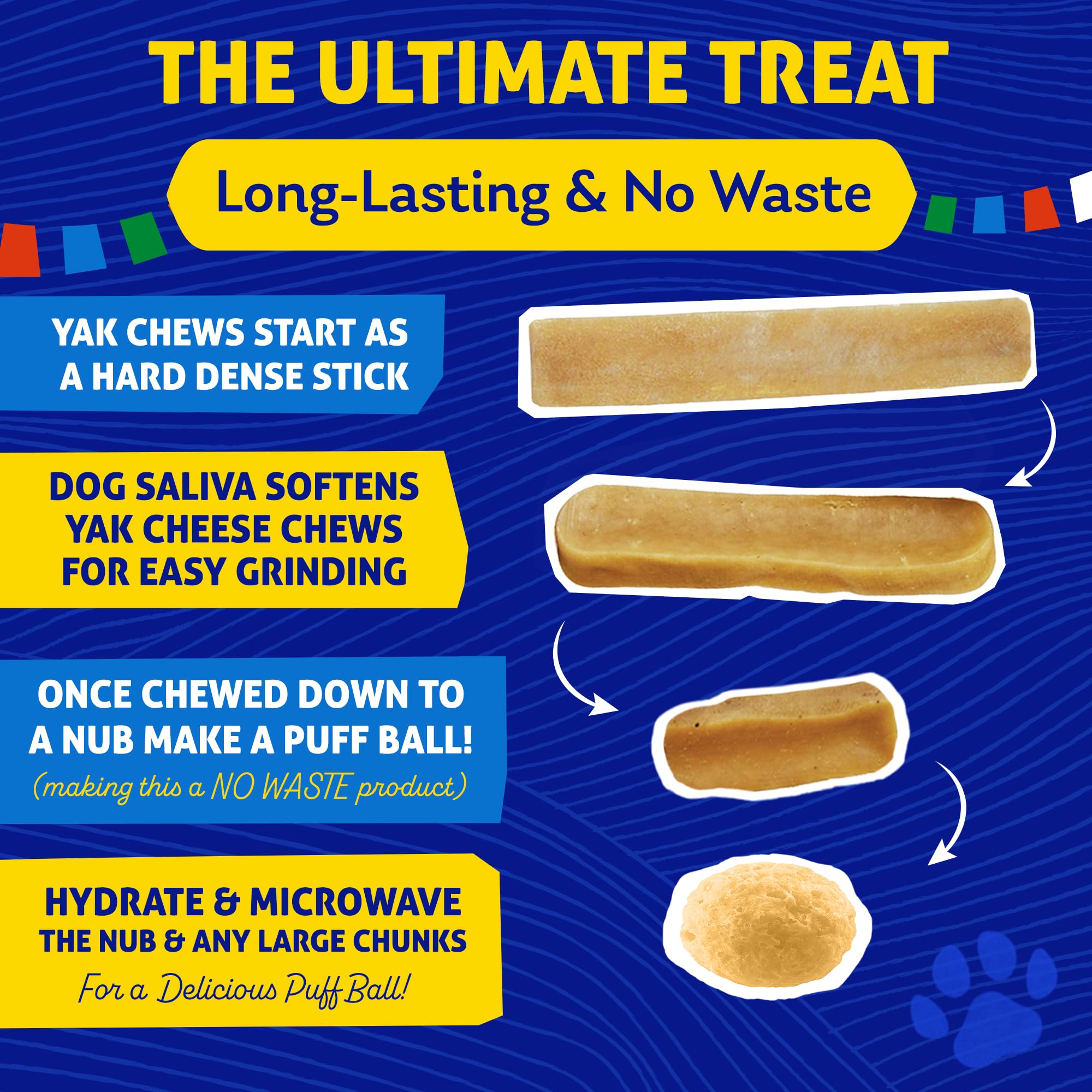 Pack of four Himalayan Dog Chew sticks arranged to show quantity and natural color variation