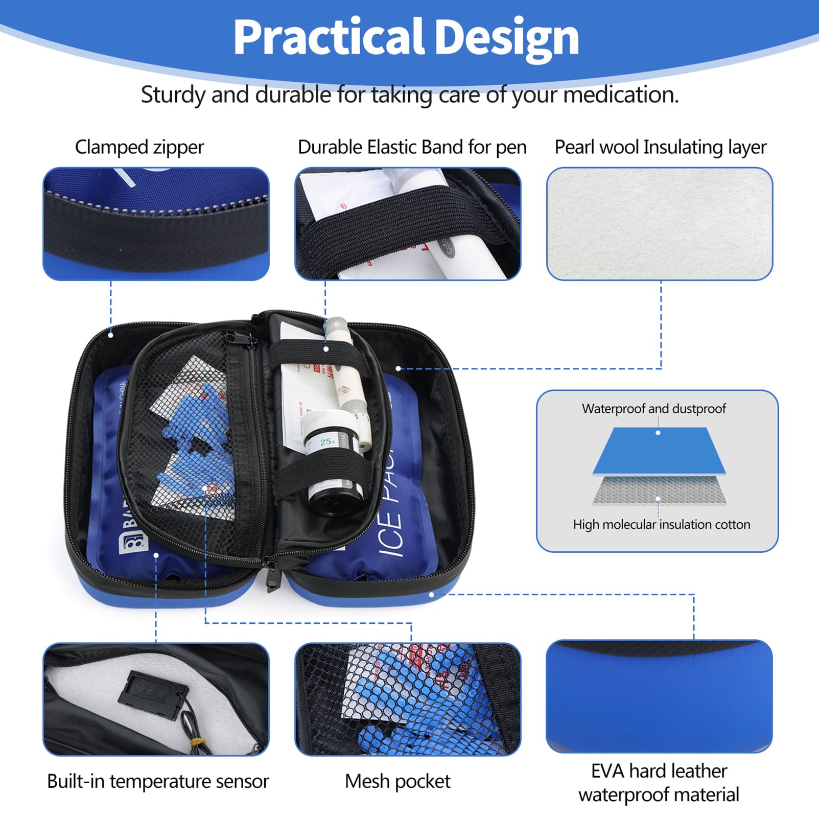 HIMDUZE open case with insulin pens inside organized for safe transport and quick access