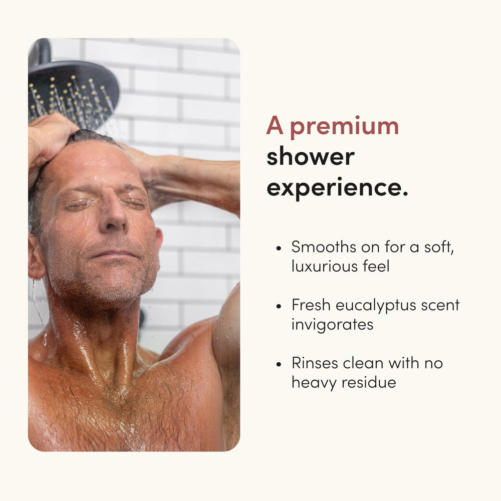 hims conditioner being applied in shower showing smooth application and detangling benefit