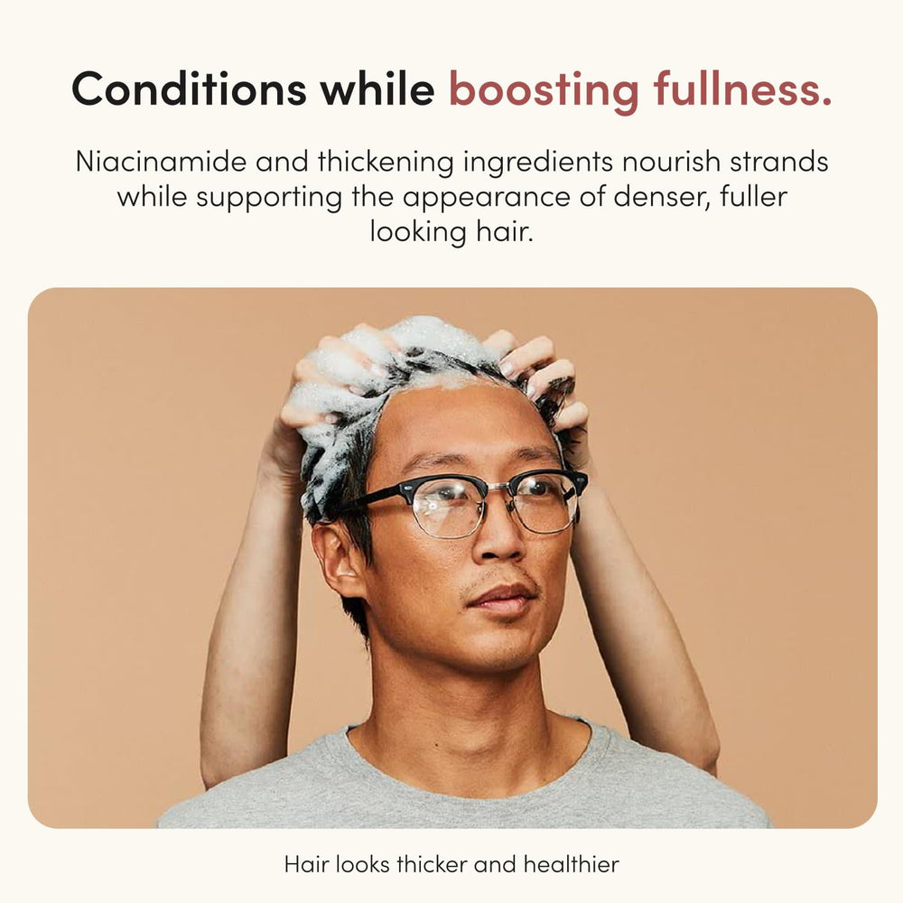 hims conditioner texture on palm demonstrating lightweight formula and easy spreadability benefit