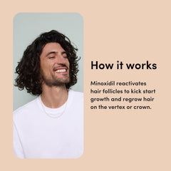 hims minoxidil solution texture on skin demonstrating quick-dry, non-greasy finish