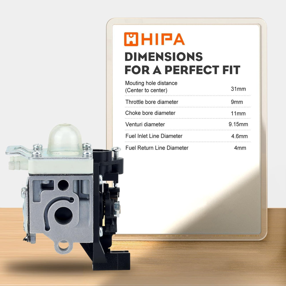 Hipa primer bulb and fuel tubing closeup showing ready-to-install convenience