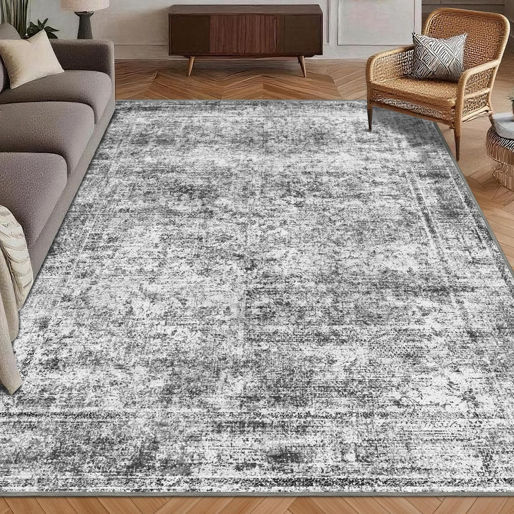 HIRUG front view of 5x7 vintage rug showing pattern and color — easy styling benefit