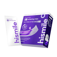 HISMILE front packaging showing V34 strips and quick brightening benefit