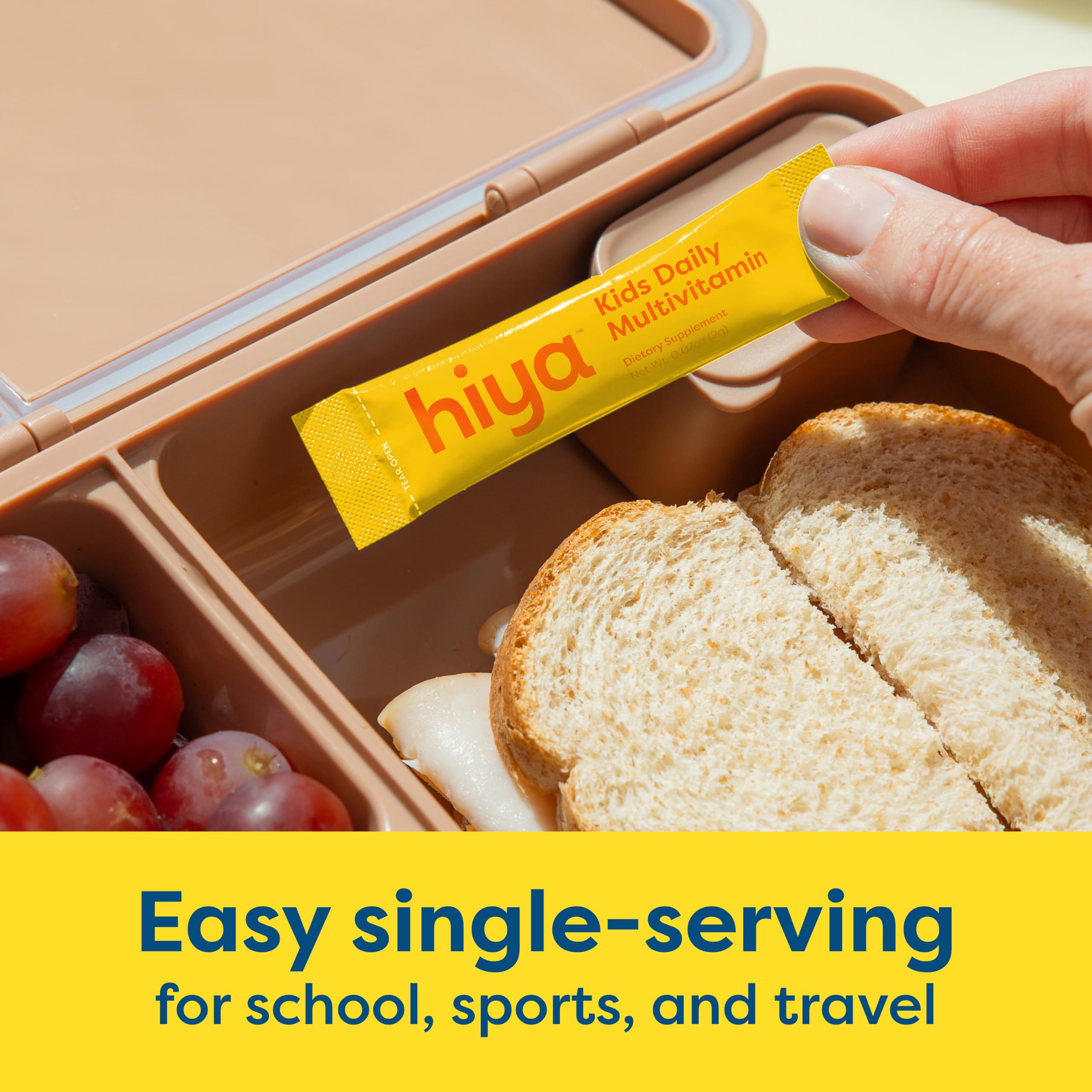 Child taking HIYA straight from stick demonstrating ease and speed benefit morning routines