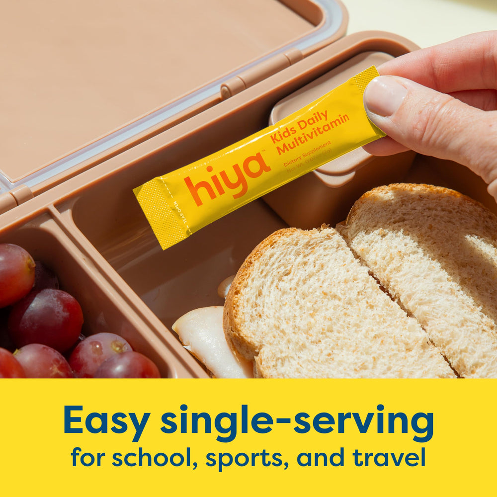 Child taking HIYA straight from stick demonstrating ease and speed benefit morning routines