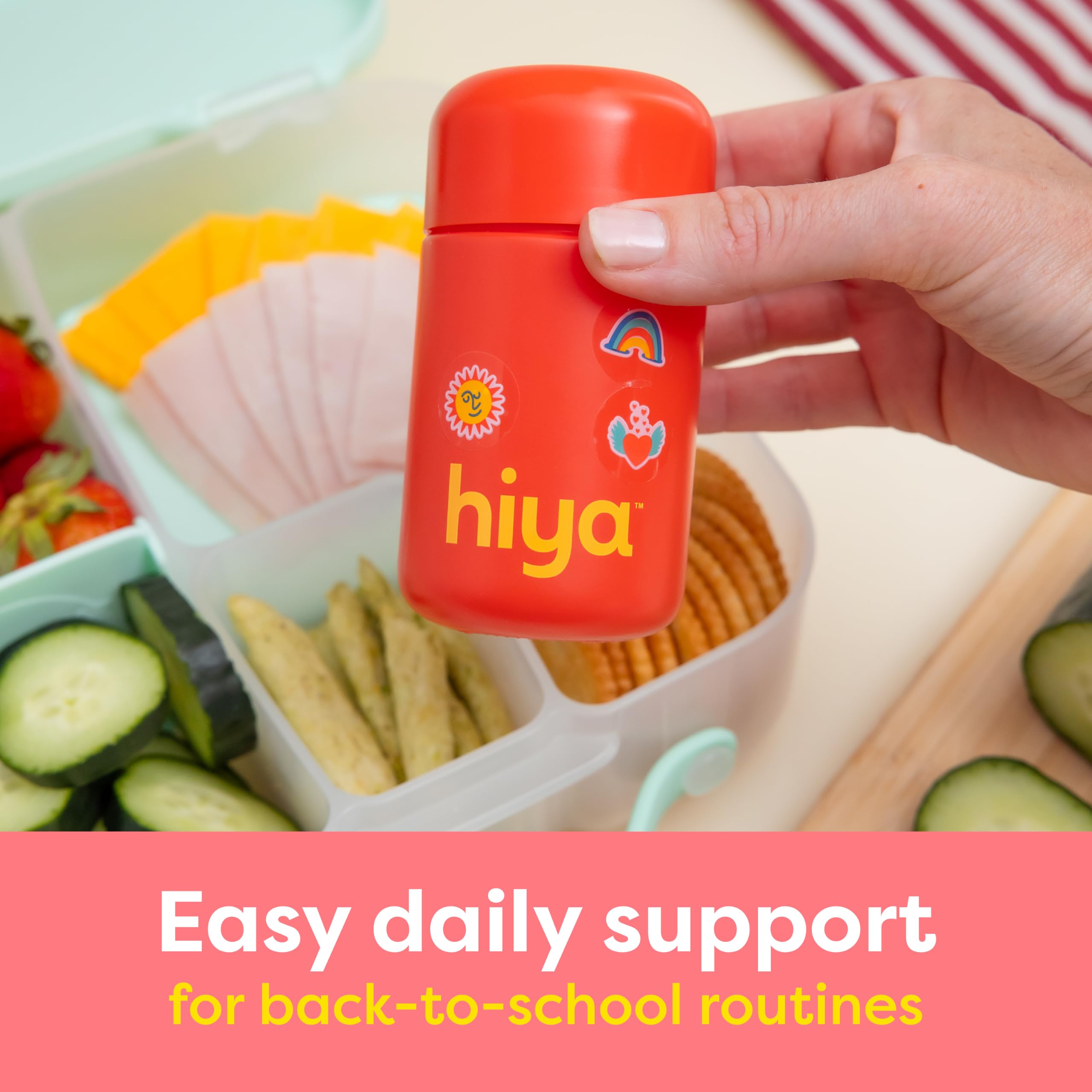 HIYA strawberry texture detail highlighting natural flavoring and kid-friendly taste