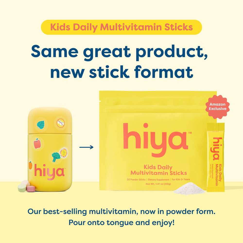 HIYA open stick pack pouring powder onto tongue benefit quick, no-cup use