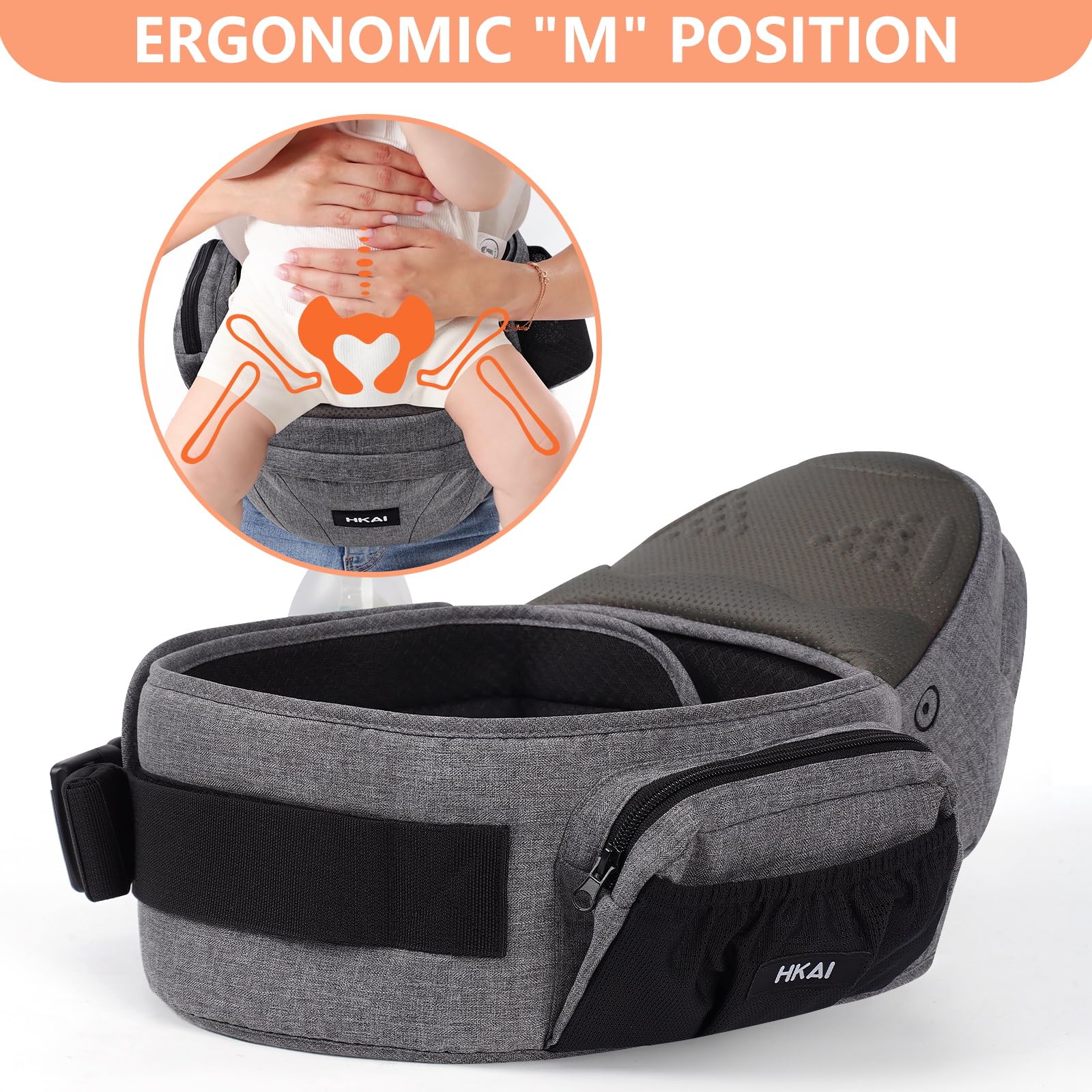 HKAI adjustable waistband buckle demonstrating easy fastening benefit