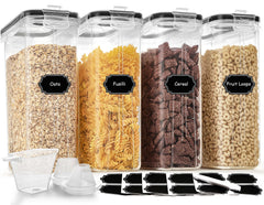 HKJ Chef front view of four 4L containers showing lids and clear bodies for neat storage